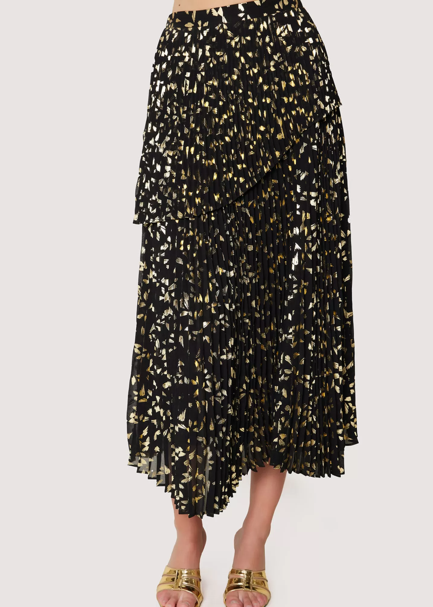 Lost + Wander Skirts*All That Glitters Midi Skirt BLACK-GOLD