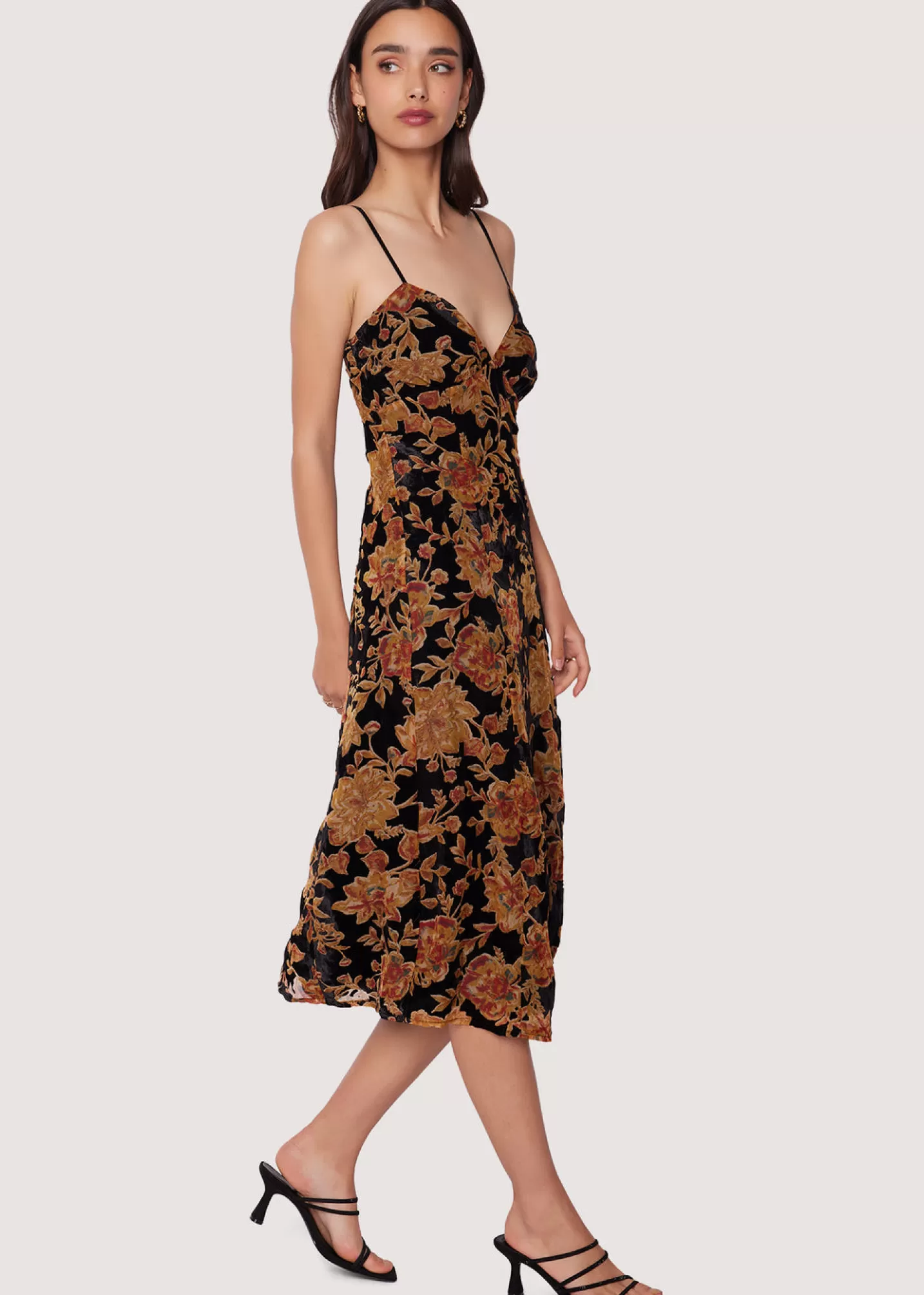 Lost + Wander Dresses*Cabin Hideaway Midi Dress BLACK-FLORAL