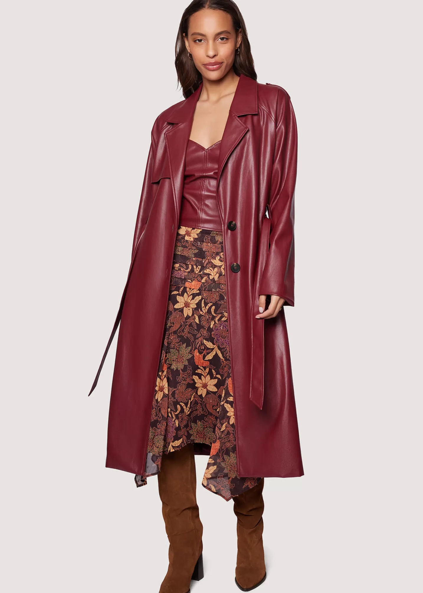 Lost + Wander Outerwear*Crimson Holly Trench Coat MERLOT