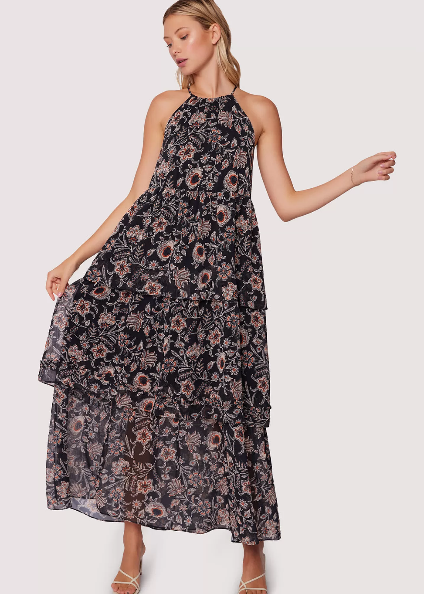 Lost + Wander Dresses*Eclipse Of The Heart Maxi Dress BLACK-CREAM-FLORAL