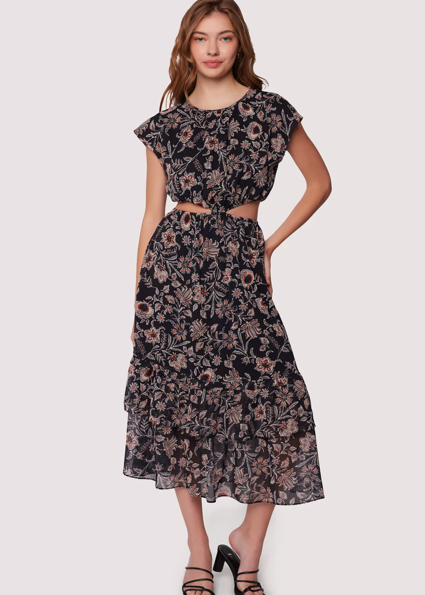 Lost + Wander Dresses*Eclipse Of The Heart Midi Dress BLACK-CREAM-FLORAL