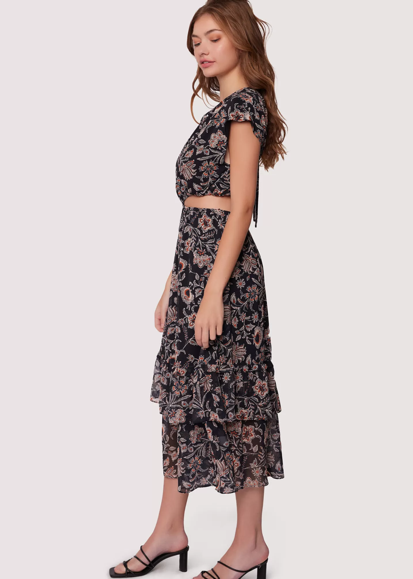 Lost + Wander Dresses*Eclipse Of The Heart Midi Dress BLACK-CREAM-FLORAL