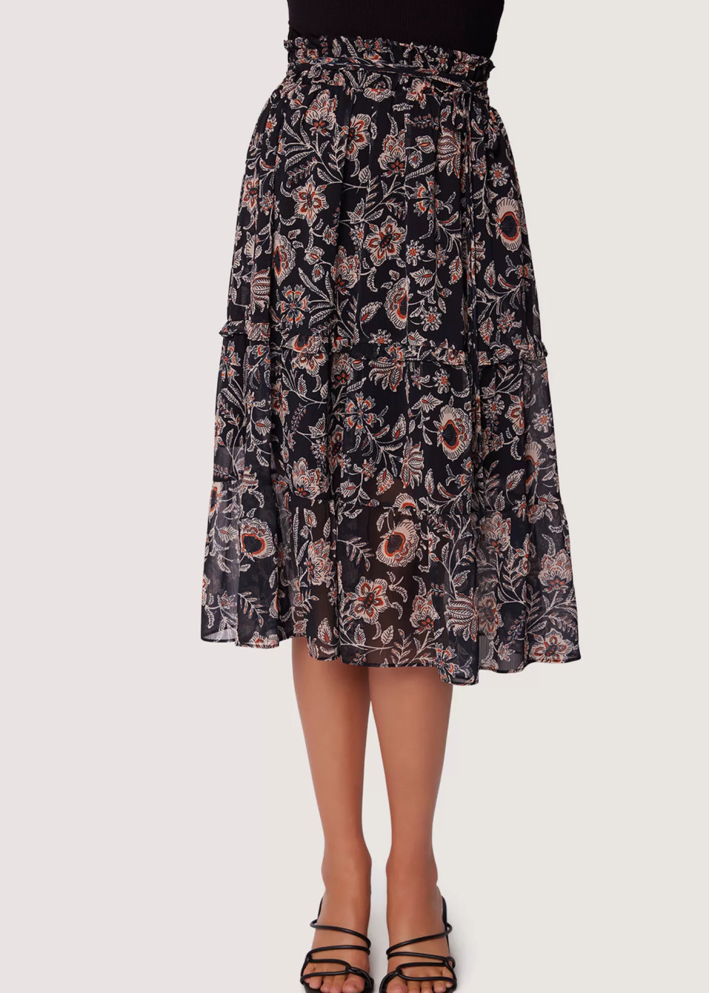 Lost + Wander Skirts*Eclipse Of The Heart Midi Skirt BLACK-CREAM-FLORAL