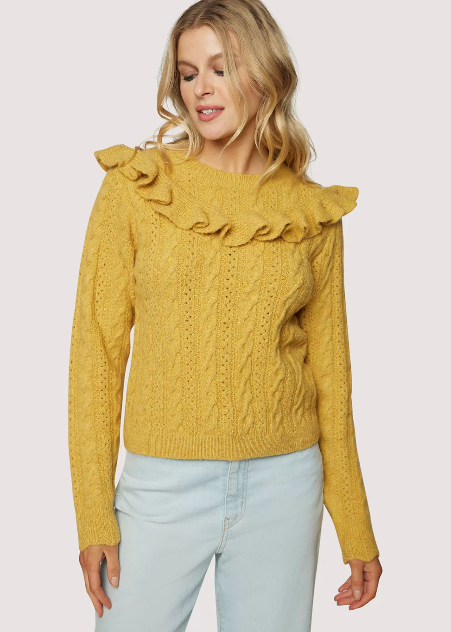 Lost + Wander Sweaters*Gracie Ruffle Top BUTTERSCOTCH