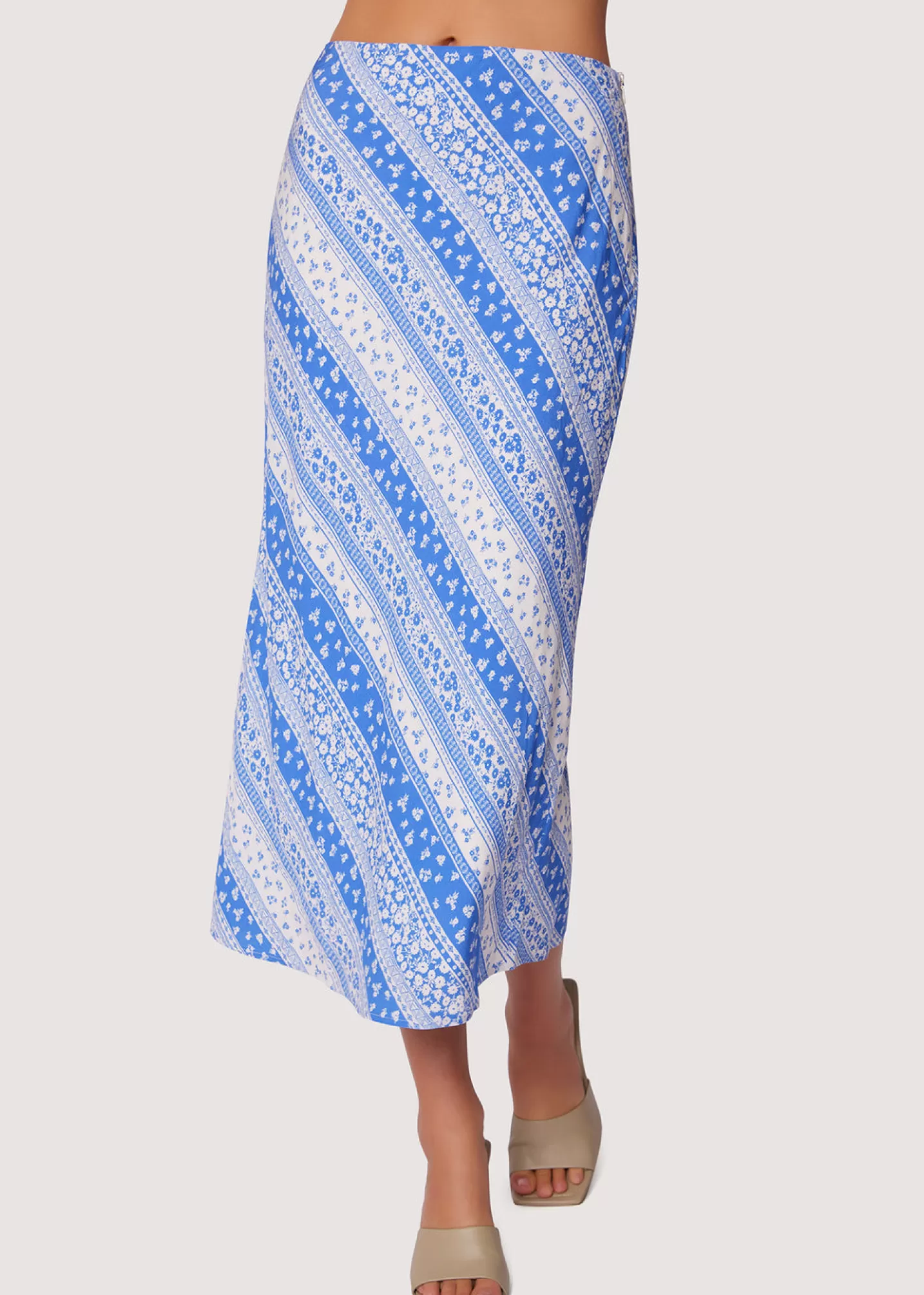 Lost + Wander Skirts*Love Me True Midi Skirt BLUE-WHITE-STRIPE