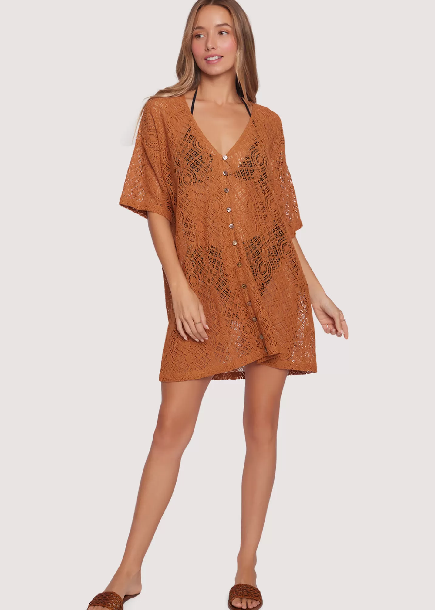 Lost + Wander Dresses*Mountain Tea Mini Dress BROWN