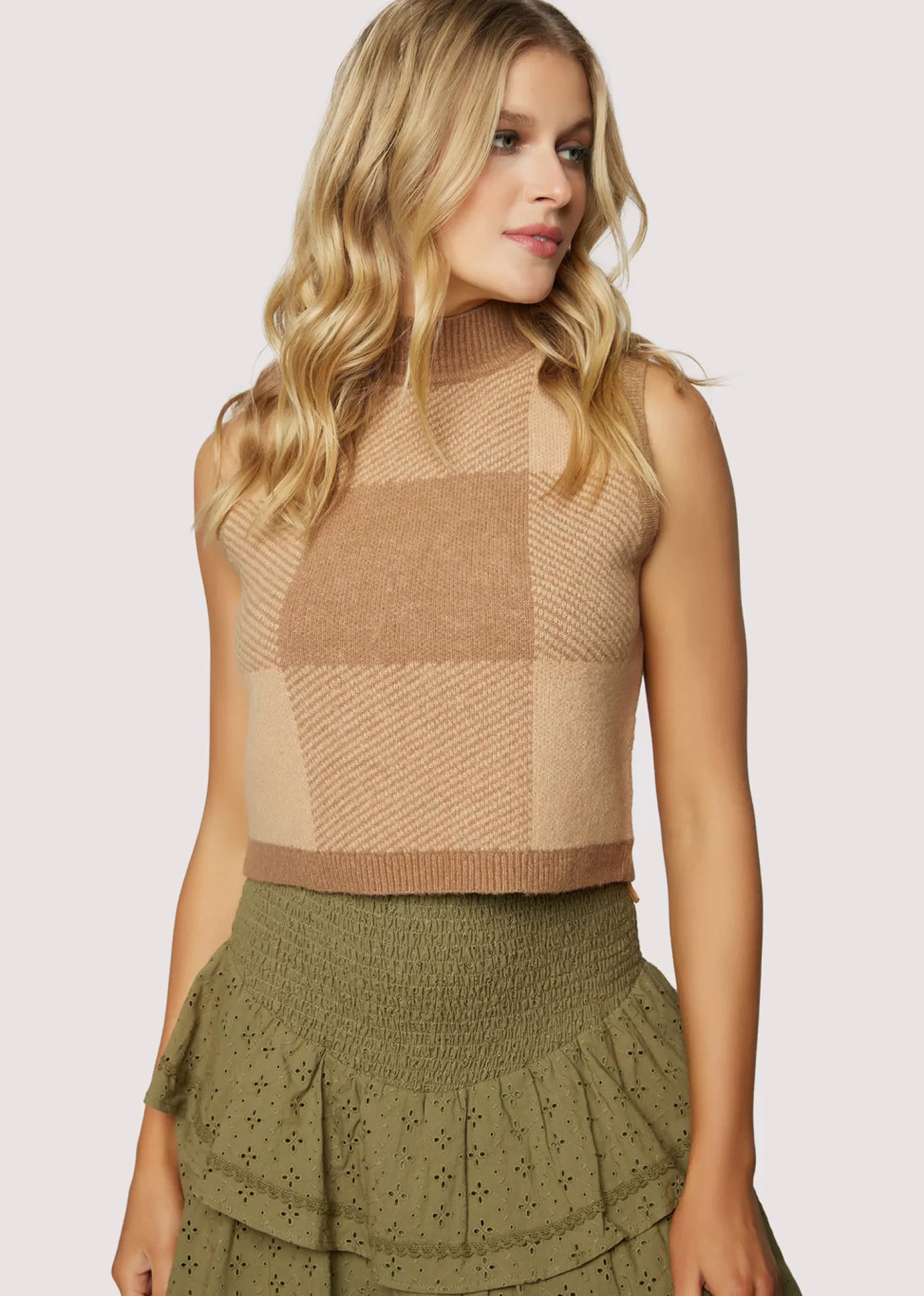 Lost + Wander Sets*Nature School Crop Top CAMEL-GINGHAM