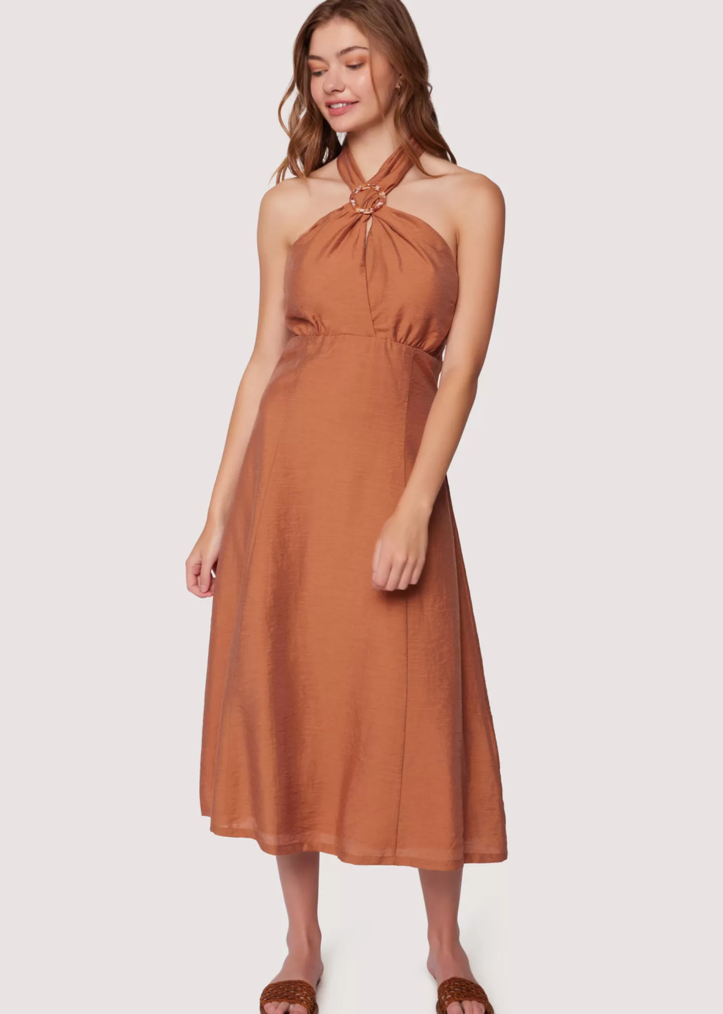 Lost + Wander Dresses*Pacific Grove Midi Dress BROWN