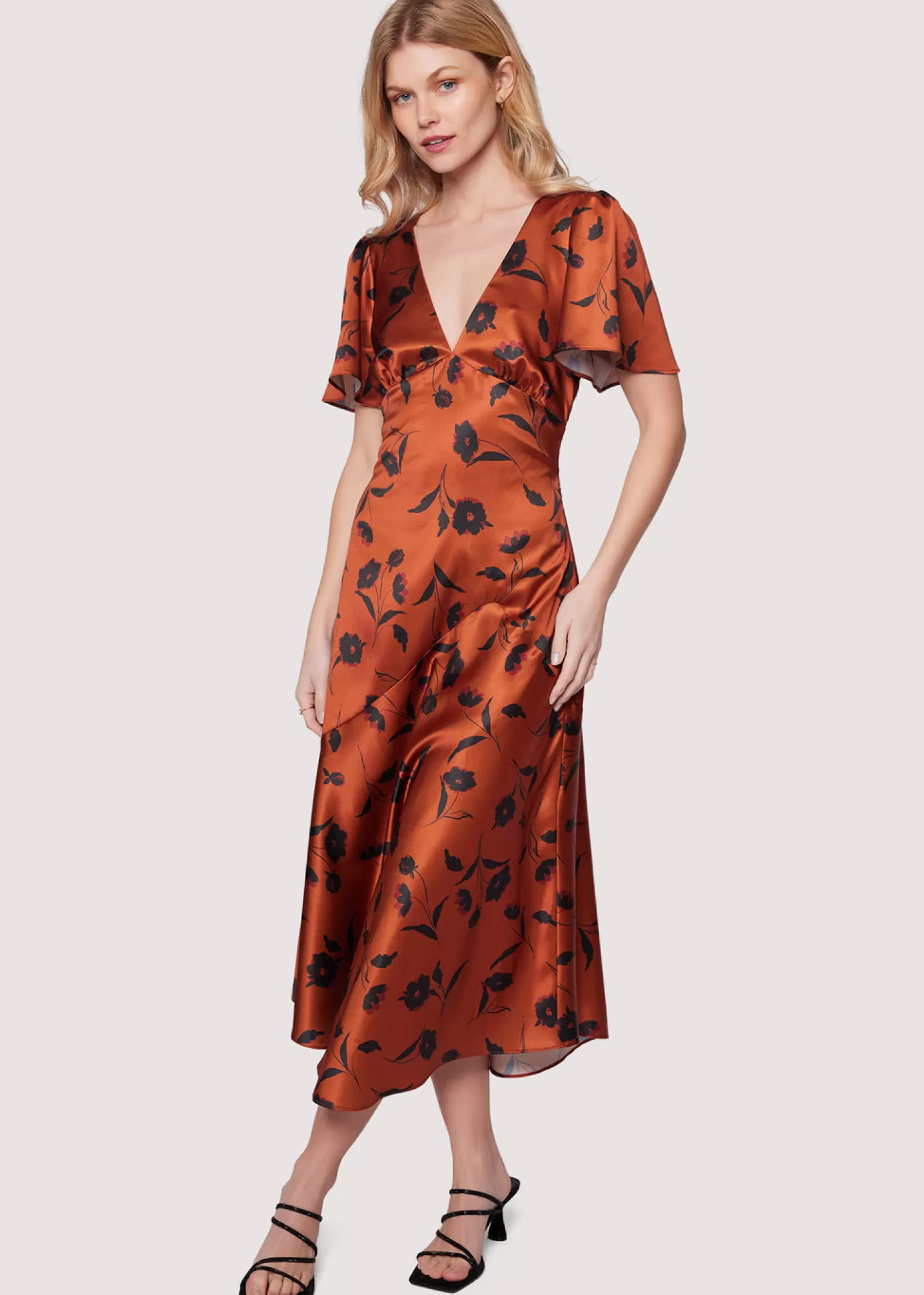Lost + Wander Dresses*Sepia Dahlia Midi Dress BROWN-FLORAL