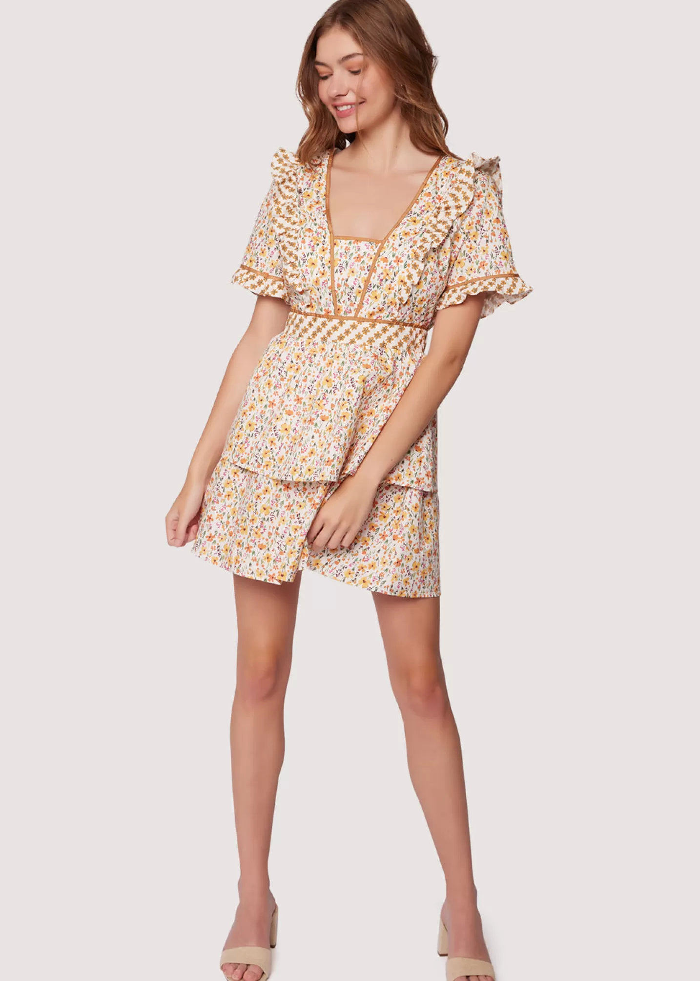 Lost + Wander Dresses*Spring Sunrise Mini Dress YELLOW-MULTI-FLORAL