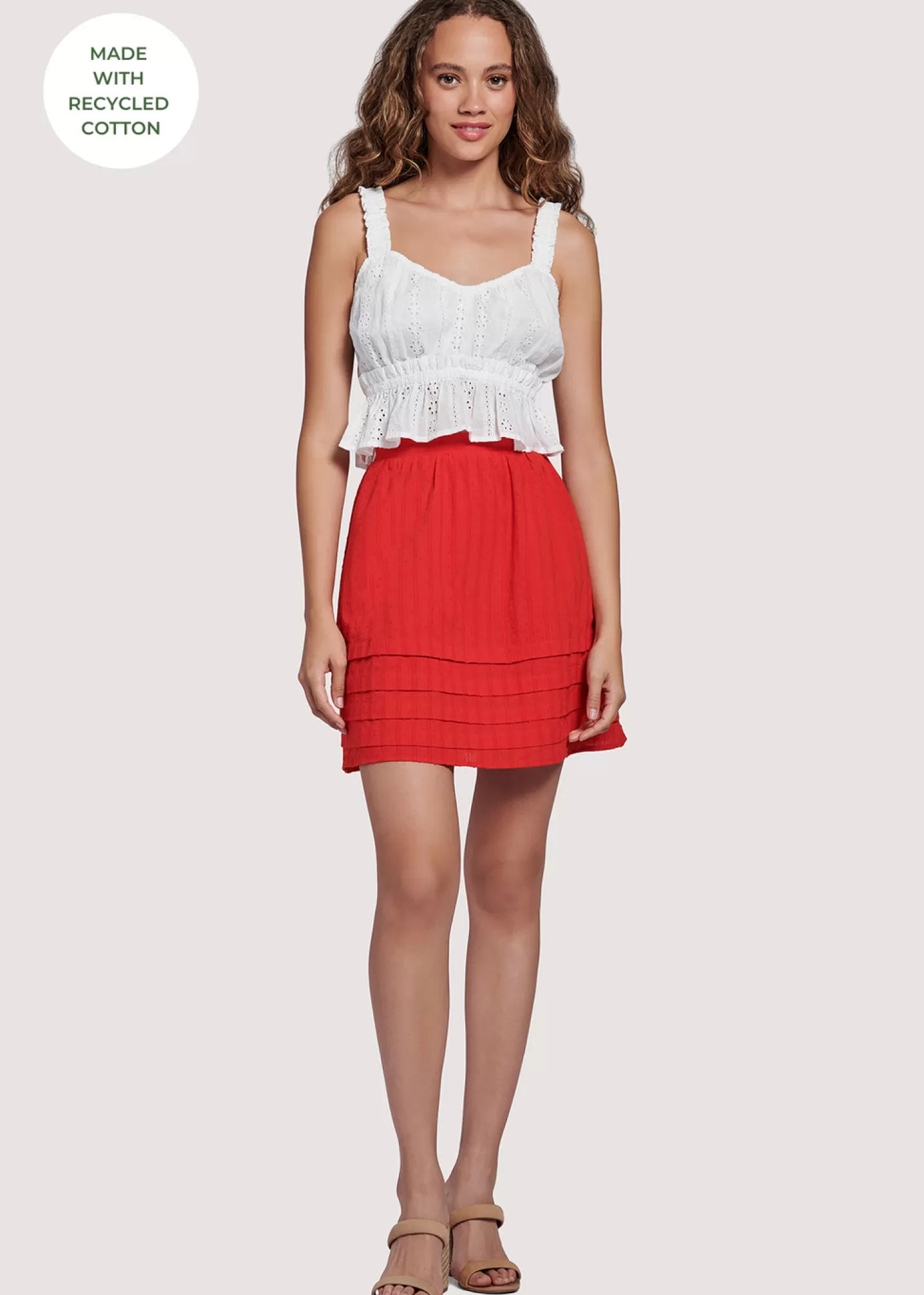 Lost + Wander Skirts*Strawberrry Waves Mini Skirt RED