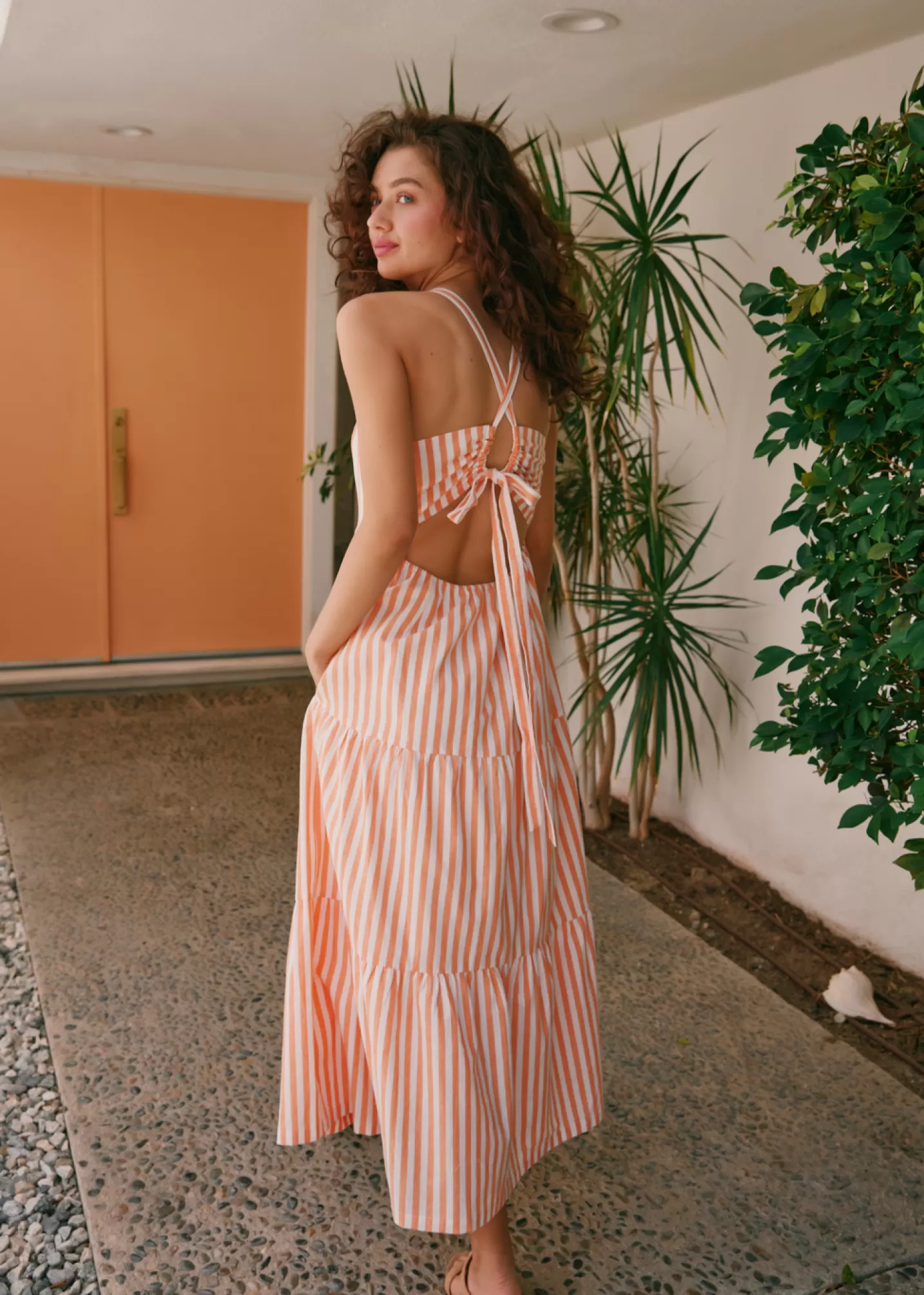 Lost + Wander Dresses*Sunset Stripe Maxi Dress WHITE-ORANGE-STRIPE