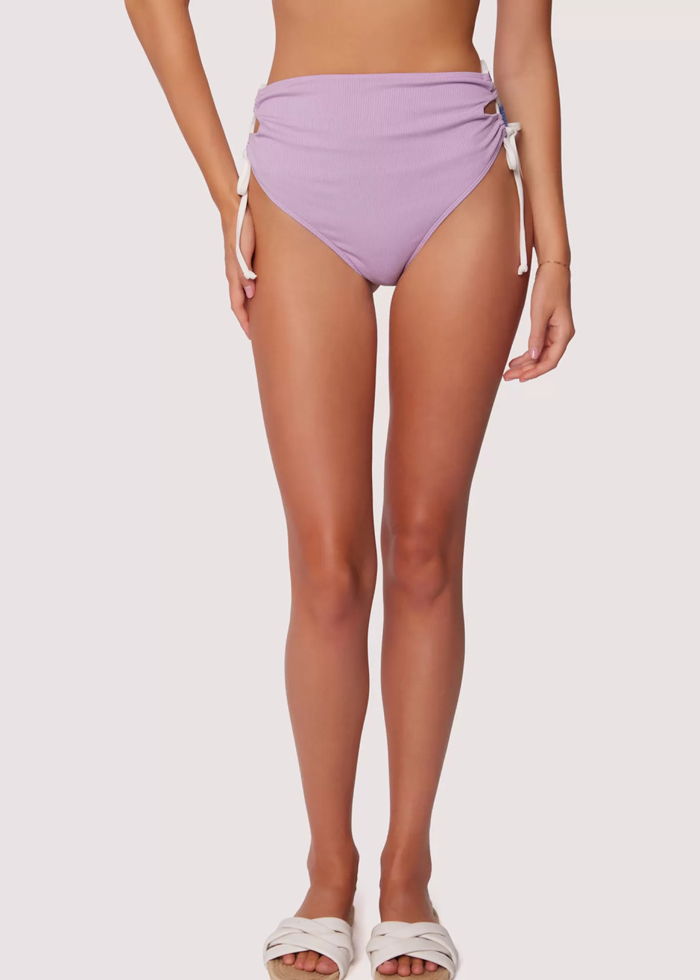 Lost + Wander Swim*Tan Line Trio Lace Up Bikini Bottom BLUE-LAVENDER-CREAM