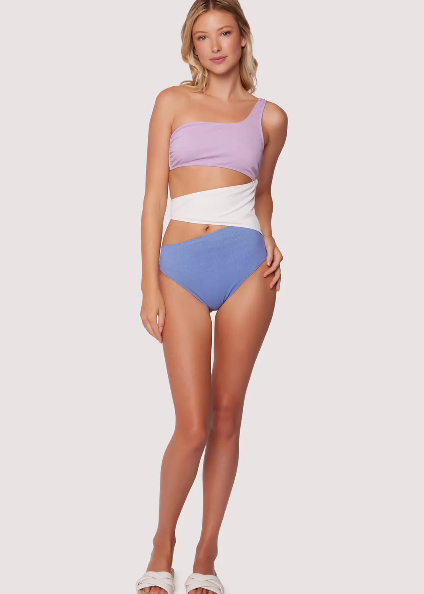 Lost + Wander Swim*Tan Line Trio One-Piece Swimsuit BLUE-LAVENDER-CREAM