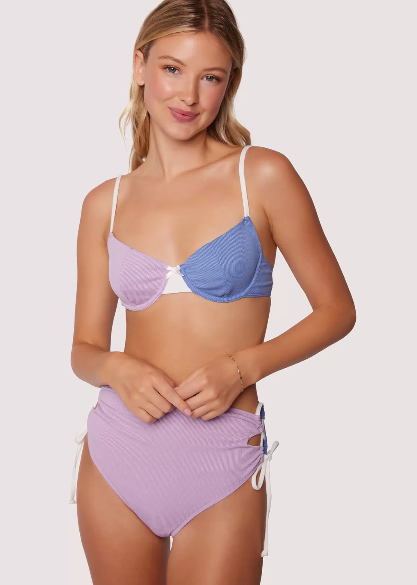 Lost + Wander Swim*Tan Line Trio Underwire Bikini Top BLUE-LAVENDER-CREAM