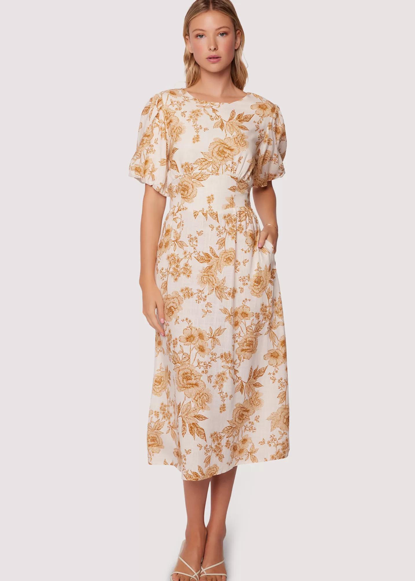 Lost + Wander Dresses*Toasted Rose Midi Dress BROWN-FLORAL