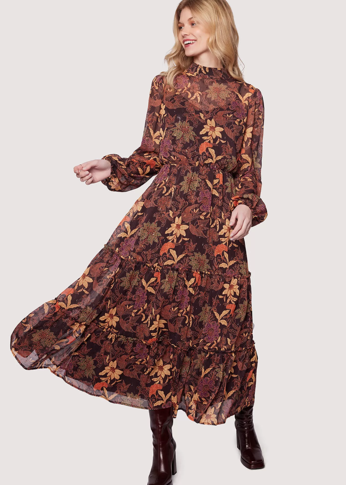 Lost + Wander Dresses*Wild Bergamot Long Sleeves Maxi Dress BURGUNDY