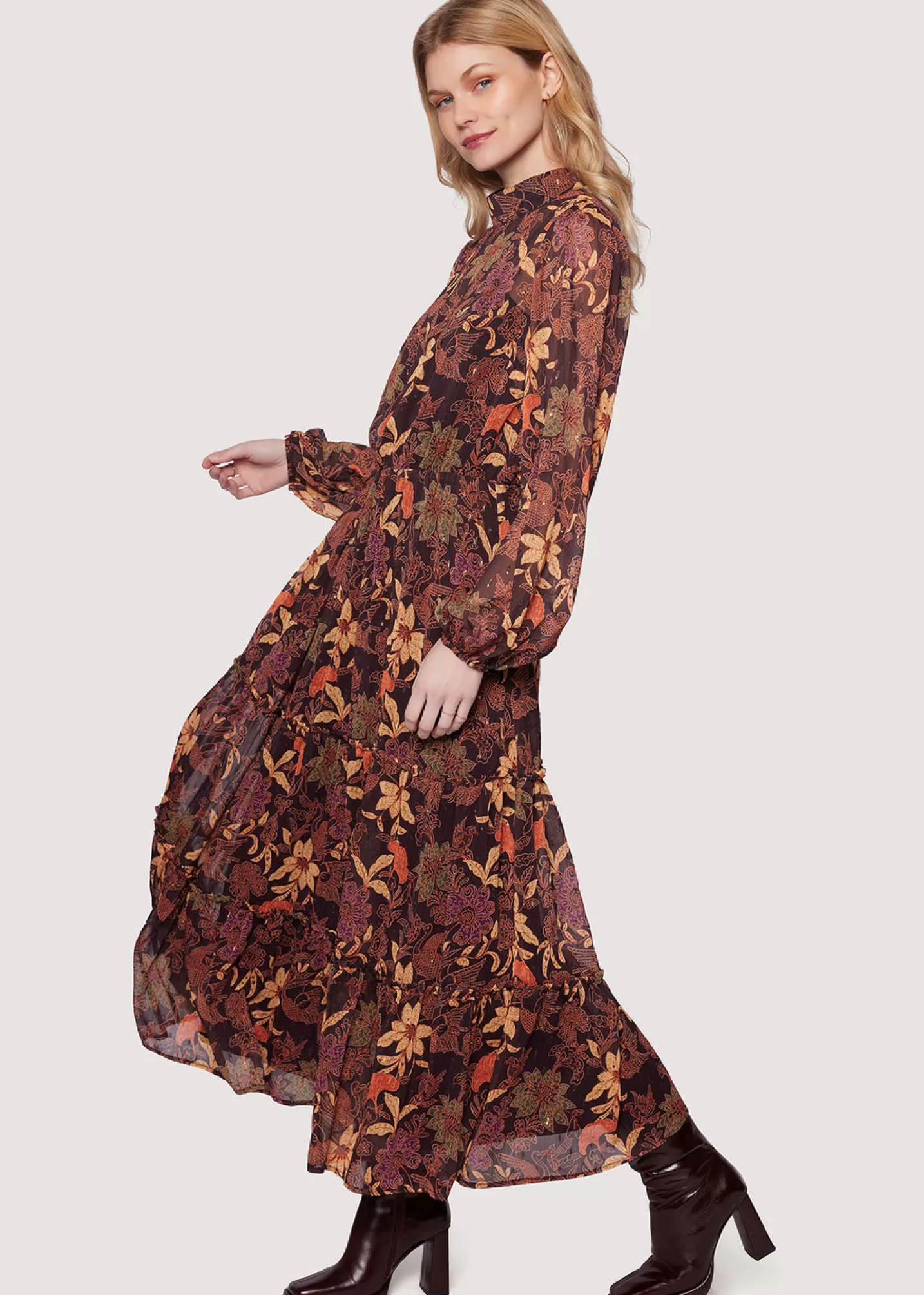 Lost + Wander Dresses*Wild Bergamot Long Sleeves Maxi Dress BURGUNDY