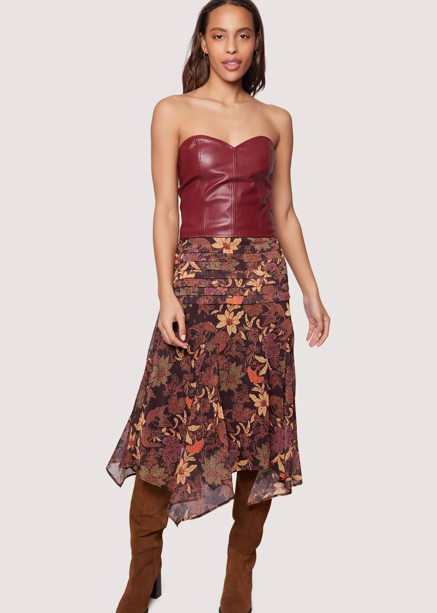 Lost + Wander Skirts*Wild Bergamot Midi Skirt BURGUNDY