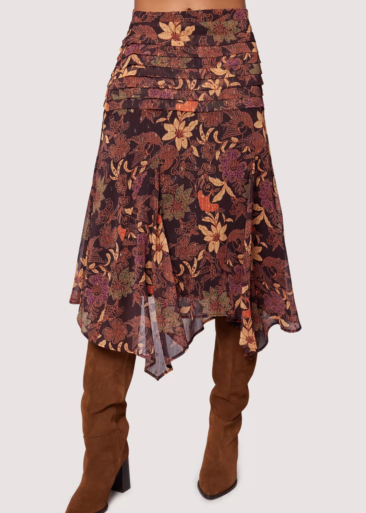 Lost + Wander Skirts*Wild Bergamot Midi Skirt BURGUNDY