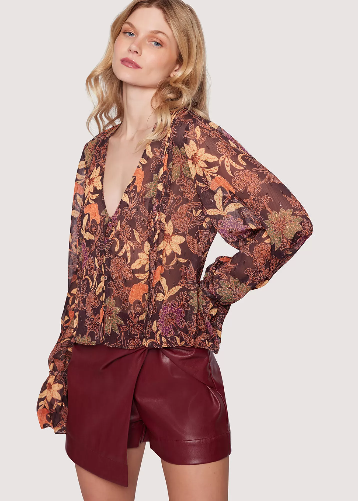 Lost + Wander Tops*Wild Bergamot Top BURGUNDY