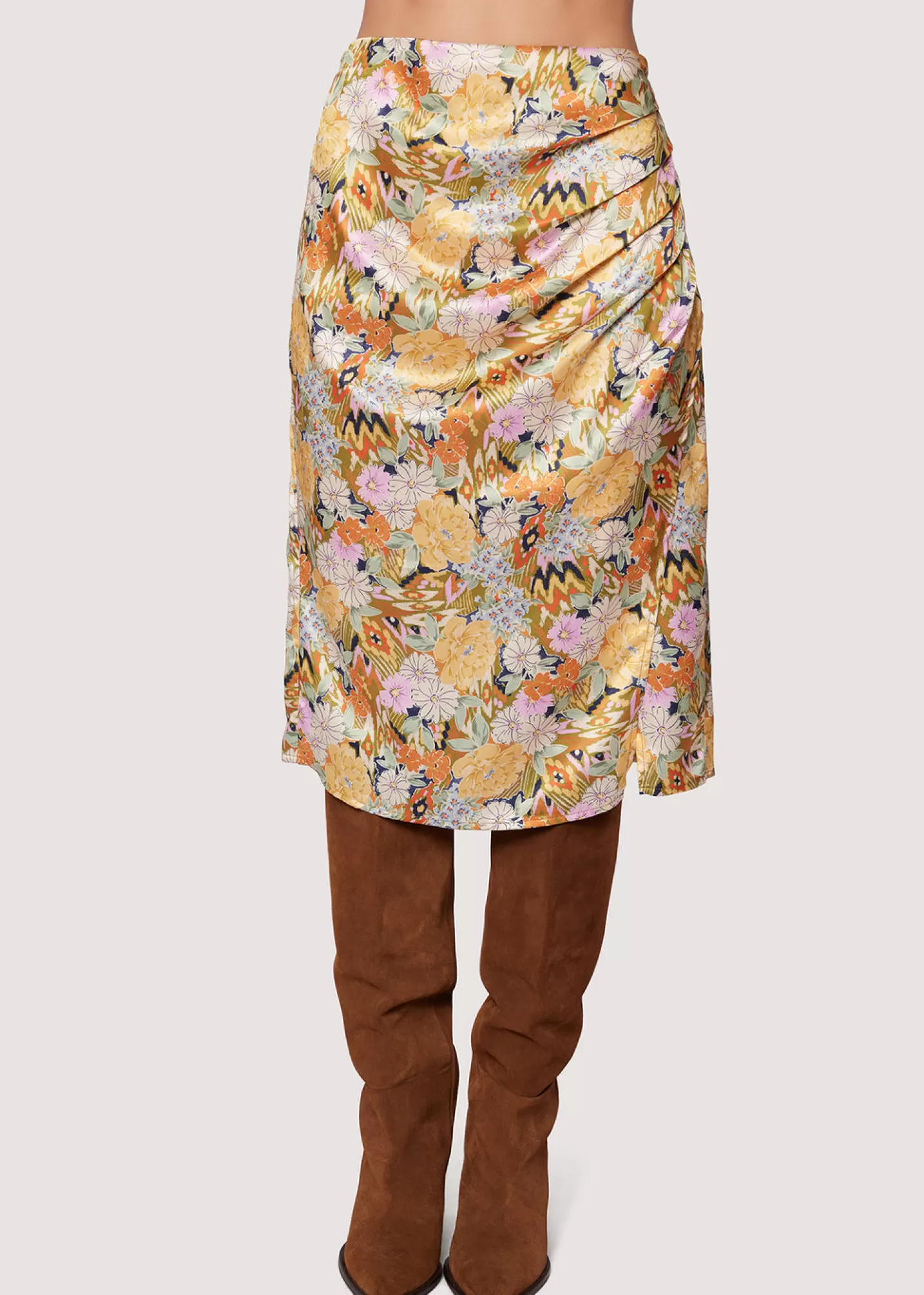 Lost + Wander Skirts*Wildflower Dusk Midi Skirt OLIVE-MULTI-FLORAL