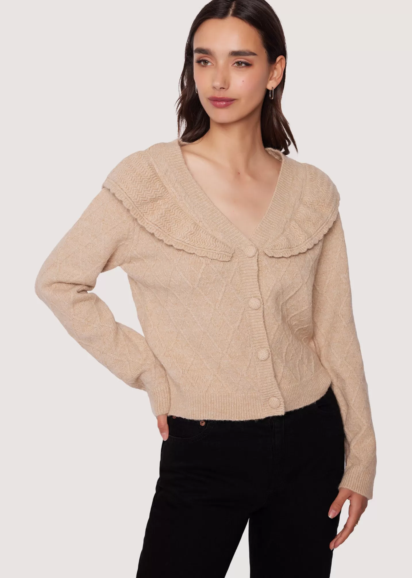 Lost + Wander Outerwear*Zoie Ruffle Cardigan OATMEAL